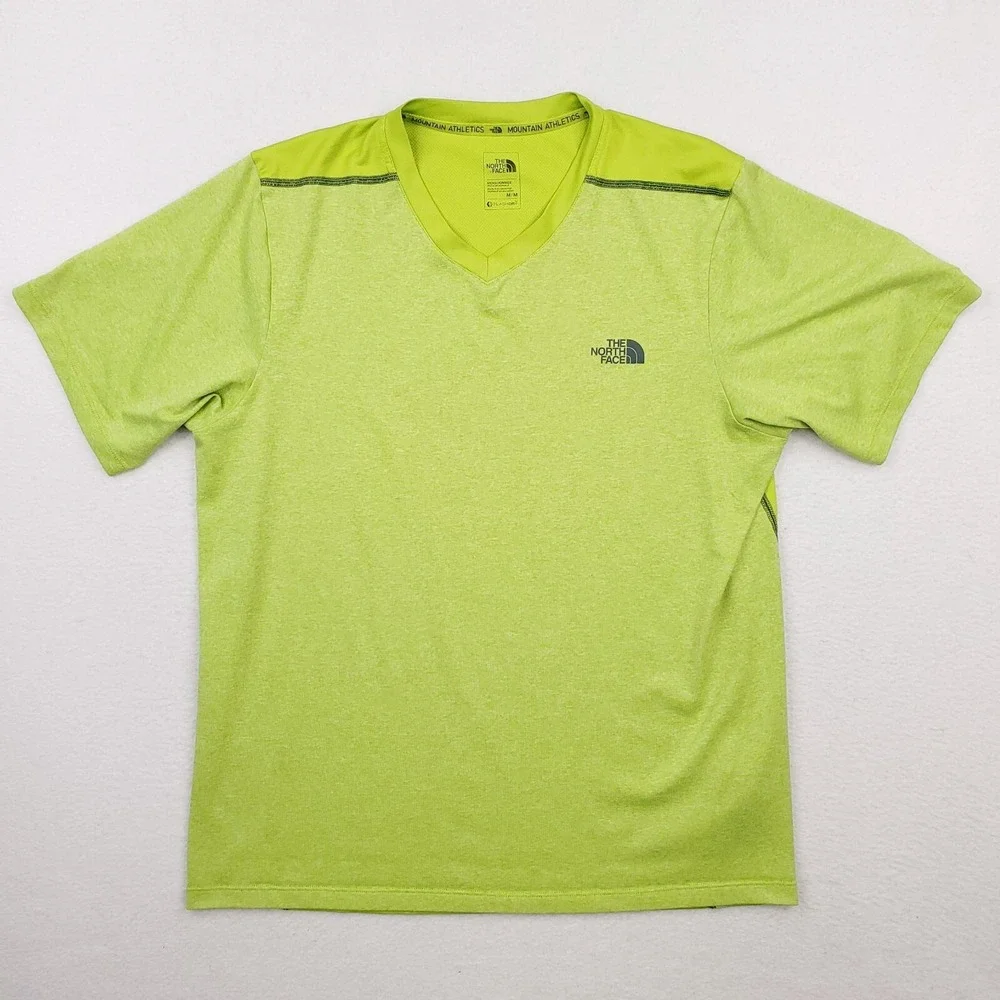 North Face Shirt Mens Medium Green Reactor Running V Neck Flashdry XD Training
